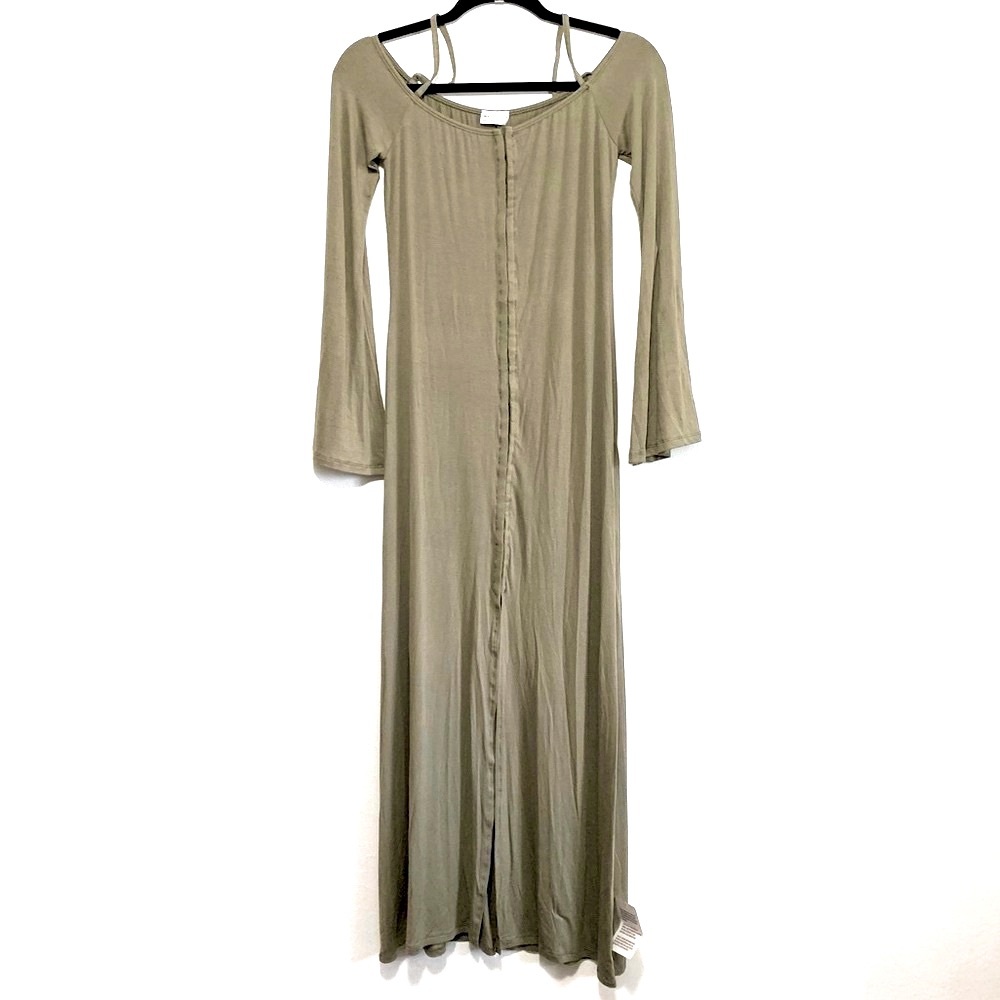 ASOS Design Cold Shoulder Long Sleeves Maxi Dress